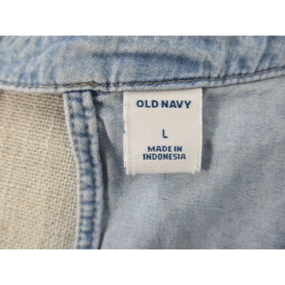 Old Navy Light Blue Sleeveless Keyhole Denim Tank Top Size - L - Picture 2 of 7